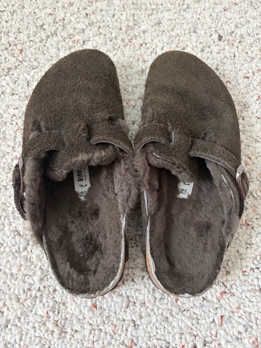 Birkenstock Boston Brown Suede Shearling Clog